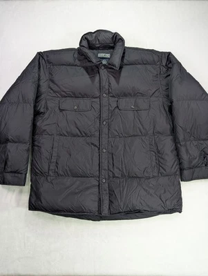 Land's End Size L (42-44 Reg) Black Nylon Goosedown Puffer Jacket VTG - Image 1 of 4