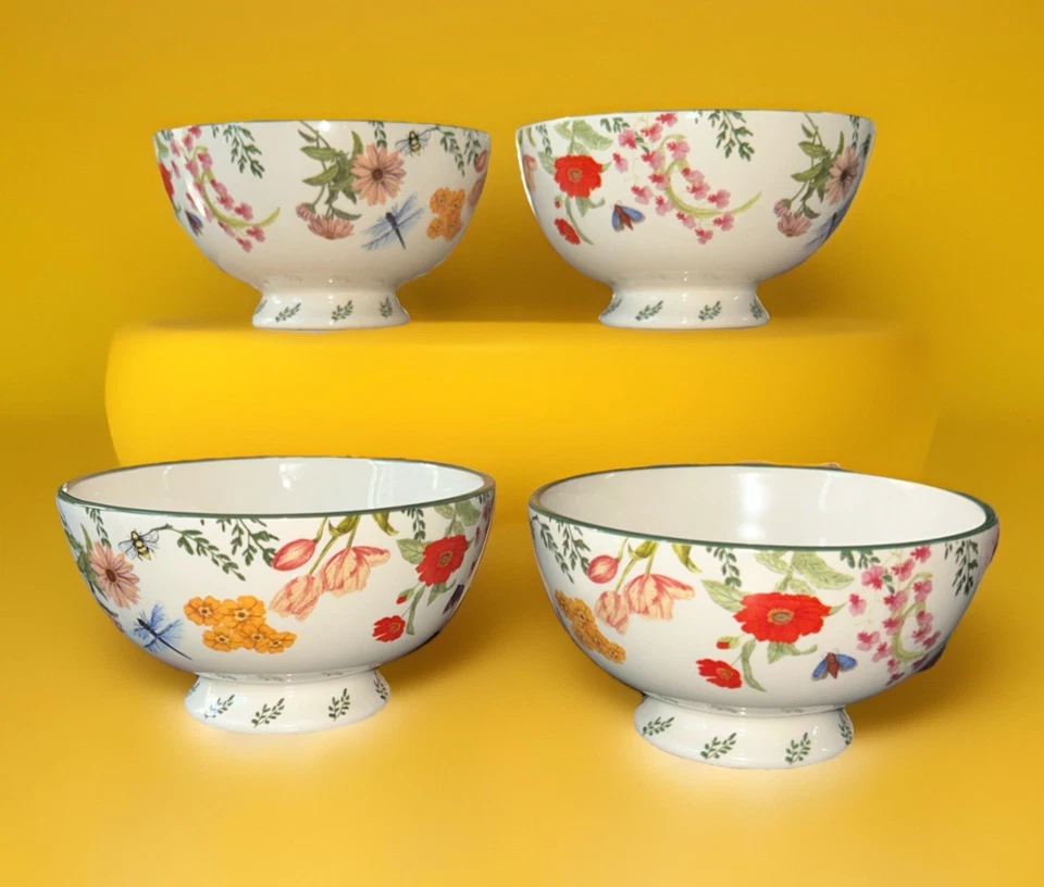 Four New Anthropologie “Eden” Wildflower Cereal Bowls 6” tall x 3.75” wide NWT - Image 1 of 4