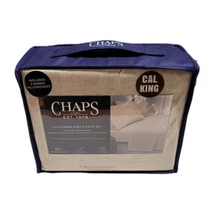 CHAPS by Ralph Lauren 6pc Taupe California Cal King Sheet Set with 4 Pillowcases - Picture 1 of 6