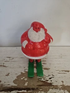 Contenitore caramelle natalizie vintage ROSBRO Babbo Natale sugli sci plastica - ottimo - Foto 1 di 7