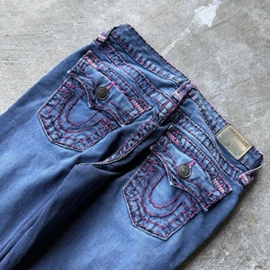 True Religion Girls Casey Super T Jeans, Size 12, Merlot Stitching - Picture 1 of 7