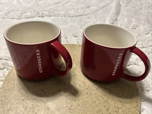 2er Set Starbucks Kaffeebecher New Bone China 2012 rot/weiß geprägtes Logo Tasse - Bild 1 von 10