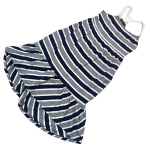 Nautica Striped Navy White Rope Straps Sleeveless Summer Maxi Dress Girls Sz 10 - Picture 1 of 11