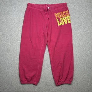 PINK Victoria Secret Jogger Sweatpants Capris Y2K Spellout Bling Size Large - Picture 1 of 11