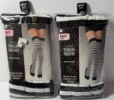 Leg Avenue 844768 Alto Muslo Acrílico Rayas Blanco y Negro - NUEVO Talla Única Foto 1 de 2
