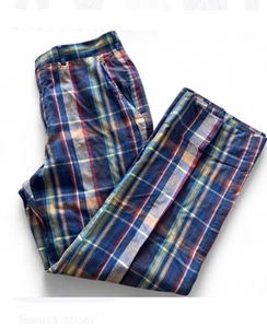 Brooks Brothers Mens Size 32 x 27 Madras Plaid Pants Chino Multicolor Preppy - Picture 1 of 5