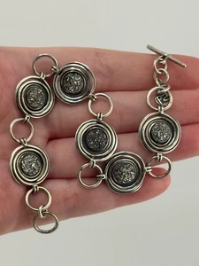 Or Paz Israel Sterling Silver 925 Druzy Drusy Quartz Bracelet Toggle Clasp - Picture 1 of 14