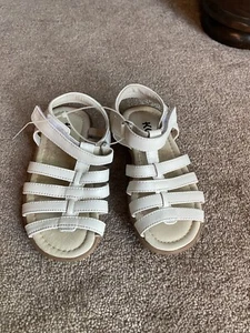 New See Kai Run White Leather Sandals Little Girl Size 8.5 Strappy - Picture 1 of 2