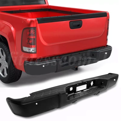 Black Rear Bumper For 07-13 Chevy Silverado 1500/GMC Sierra 1500 w/Sensor Holes - Image 1 of 4