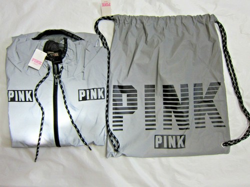 UNDERCOVER SET ZAINO CON CAPPUCCIO CAPPOTTO ANORAK FODERATO IN RETE ROSA RIFLETTENTE Victoria Secret XS S