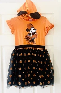 Disney Girls Minnie Mouse Halloween Orange Hooded Dress Tulle Skirt M (7/8) - Picture 1 of 4
