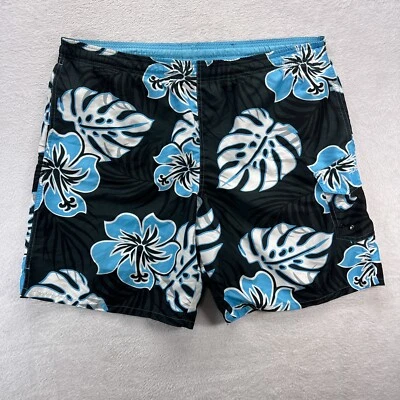 Speedo Board Shorts Para Hombres L Azul Negro Floral Bañador Surf Océano Tropical Foto 1 de 4