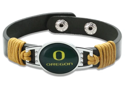 New Oregon Ducks Leather Adjustable Bracelet, Gift for Her Mom Him Dad Cover