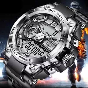 LIGE Digital Men Military Watch 50m Waterproof Wristwatch LED Quartz Sports Gift - Picture 1 of 12