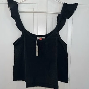 CAPA MARINA NUEVA CON ETIQUETAS Camiseta sin mangas Jude Flutter manga mediana recortada algodón negro - Imagen 1 de 6