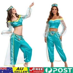 Sexy Aladdin Princess Jasmine Cosplay Fancy Costume top Pants Dress Up Au stock - Picture 1 of 17