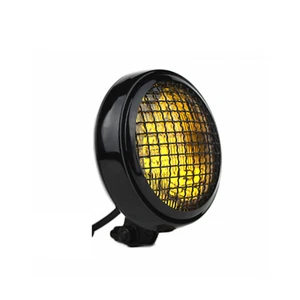Black amber lens 5.75" slim grill headlight Harley cafe racer chopper bobber - Picture 1 of 5