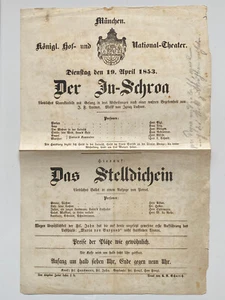 Hof-Theater in München - der In-Schroa - seltener original Flyer um 1853 - Bild 1 von 2