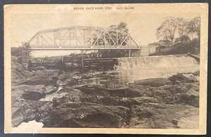 RAR! Vintage Postkarte Steep Falls Maine Saco River Bridge ME - Bild 1 von 4