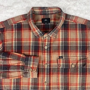 Obey Flannel Shirt Men’s XL Plaid Red Black Long Sleeve Skater Grunge Work Y2K - Picture 1 of 8