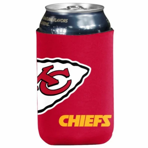 Kansas City Chiefs Can or Bottle Cooler, NFL Coozie Koozie Oversized Logo Cover