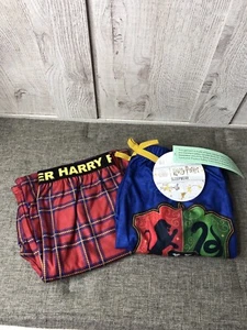 Harry Potter Boys Pajama Pants Size L 10/12 Blue Logo & Red Plaid Pack of 2 - Picture 1 of 8