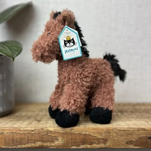 Jellycat Small Caffuffle Pony - Small Curly Hair Horse Brown Retired Rare New 7" - Picture 1 of 11