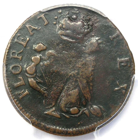 1670 New Jersey St Patrick Farthing Colonial Coin 1/4P - PCGS VF30 - $1900 Value Cover