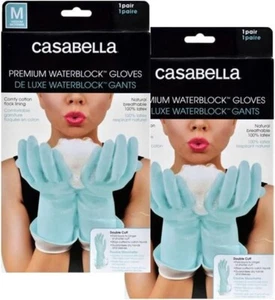 Casabella Waterblock Latex Gloves Tapered Fit & Double Cuff 2 Pairs Small 46100 - Picture 1 of 5