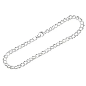 26cm Fußkette 925 Silber Zwillings Panzer 3,4mm breite Damen Fußgliederkette - Picture 1 of 2