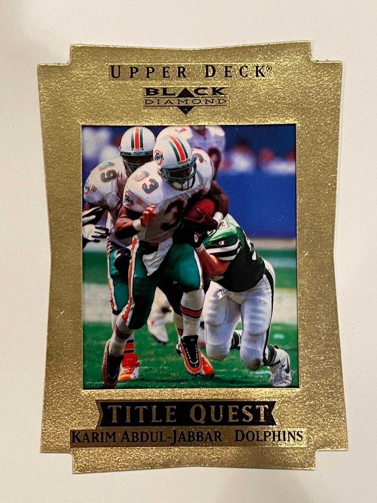1997 Upper Deck Black Diamond Dolphins Karim Abdul-Jabbar Title Quest /100 #TQ12