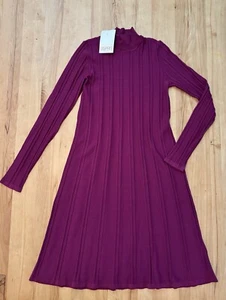 Neu Esprit Viskose Stretch Ripp Strick Kleid Gr. S,36-38 Lila - Bild 1 von 2