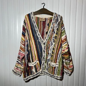 Vintage COOGI Classic Cotton Knitted Cardigan Sweater Size L Made In Australia - Picture 1 of 17