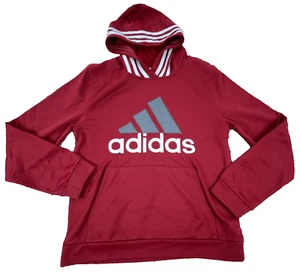 Adidas Hoodie Boys Large Red Gray Sweatshirt Sweater Performance Youth Kids Logo - Picture 1 of 10