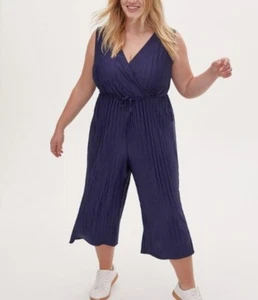 Mono Culotte Torrid Azul Marino 4X Plisado Tejido Sobrepelliz Cordón Talla Grande - Imagen 1 de 9