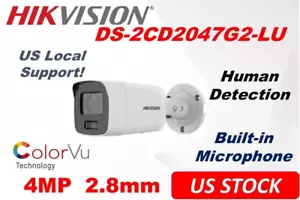 Hikvision DS-2CD2047G2-LU 4MP IP Bullet Camera ColorVu Built-in Microphone 2.8mm - Picture 1 of 7