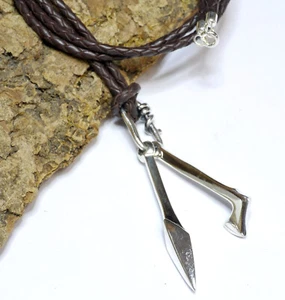Lederkette L88 Germanischer Waffenanhänger 925 Silber Miniatur Axt Speerspitze - Bild 1 von 8