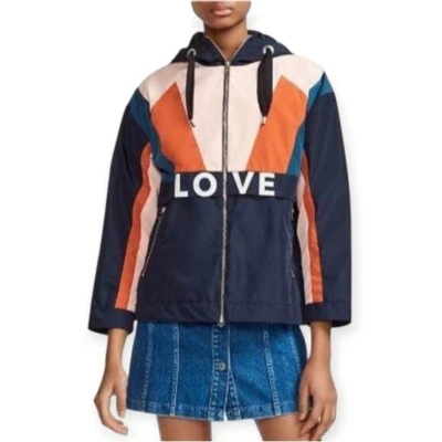 Chaqueta a prueba de viento Maje Blima Color Block Love Logo en rosa marino talla 36 o pequeña Foto 1 de 4