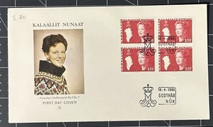 GREENLAND 1979 Sc# 95 - Block Of 4 On FDC - Queen Margrethe - Picture 1 of 2