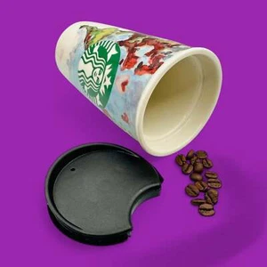 Taza de viaje de cerámica Starbucks 2015 Shelby Kroeger - mapa del mundo en acuarela - Imagen 1 de 10