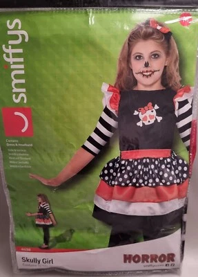 SKULLY GIRL FANCY DRESS SMIFFYS 44288 AGE 4 - 6 SKULL HALLOWEEN HORROR - Image 1 of 3