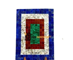 3'x2' Marble Coffee Center Table Top Malachite Random Inlay blue lapis - Picture 1 of 4