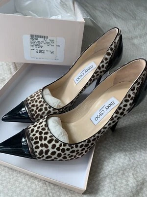 Jimmy Choo Lumina Estampado Guepardo Gorra-Puntera Bomba Talla 38.5 NUEVO Foto 1 de 4