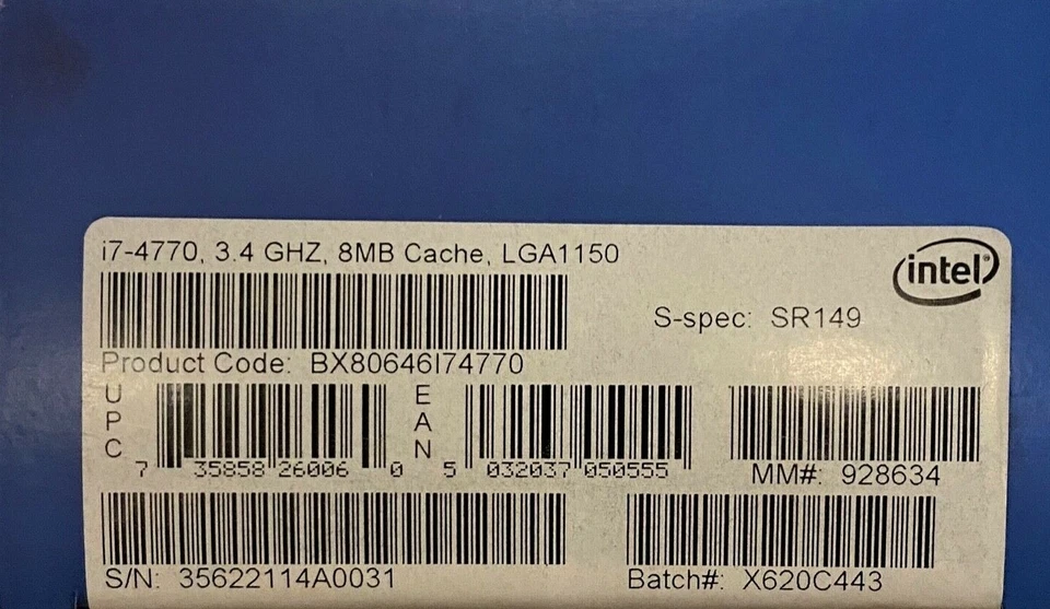 Intel BX80646I74770 SR149 Core i7-4770 Processor 8M Cache, up to 3.90 TESTED - Image 1 of 1