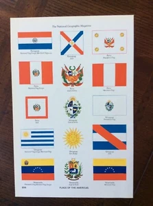 1949 vintage original Magazine Illustration Flags Of The Americas- Peru - Picture 1 of 1