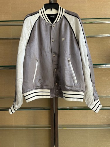 Amiri giacca souvenir ricamata con logo colore avorio nuova con etichetta XL