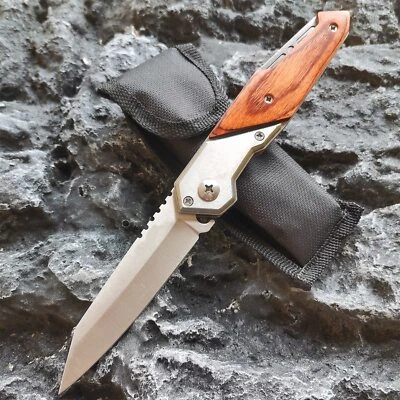 Outdoor Lightweight Wood Handle Folding Portable Multi-Function Folding Knife - Image 1 of 4