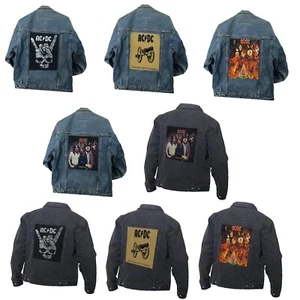 Vintage Look AC/DC Inspired Customized Patches Washed Black Denim Vintage AC DC - Picture 1 of 12