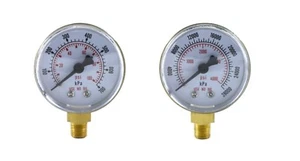 Paar Messgeräte für Sauerstoffregler - niedrig & hoch - 2 Zoll - 1/8" NPT-Gewinde - Bild 1 von 3