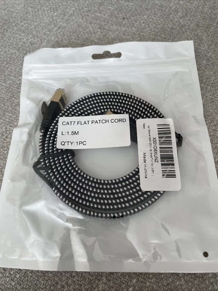 Cat7 Ethernet Flat Cable RJ45 Gigabit Lan Network Patch Cord. 1.5m - Image 1 of 1